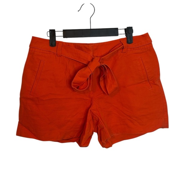 Loft Orange Linen Belted Chino Shorts - Picture 1 of 5
